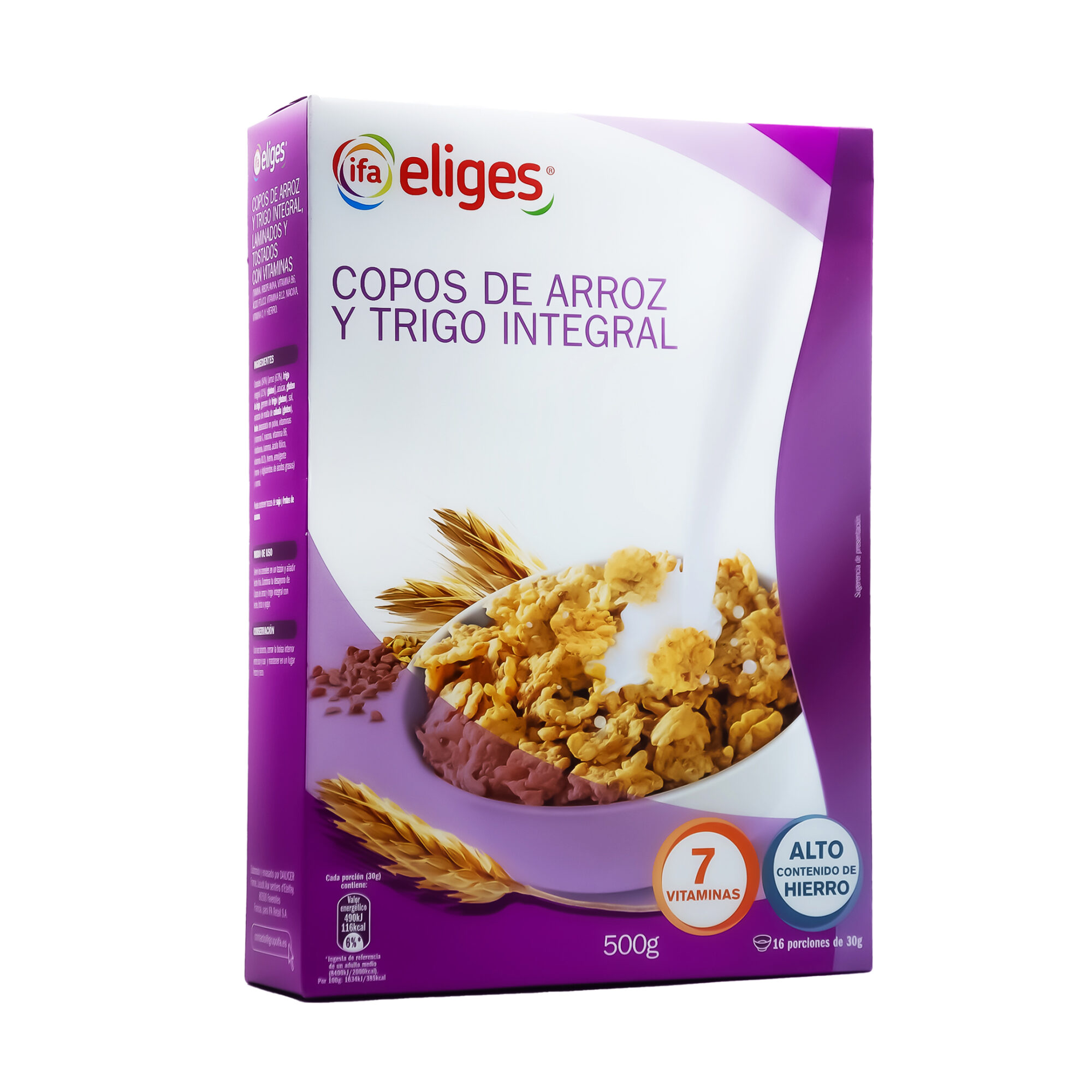 CEREALES ELIGES COPOS DE ARROZ INTEGRAL 500GR x12pcs