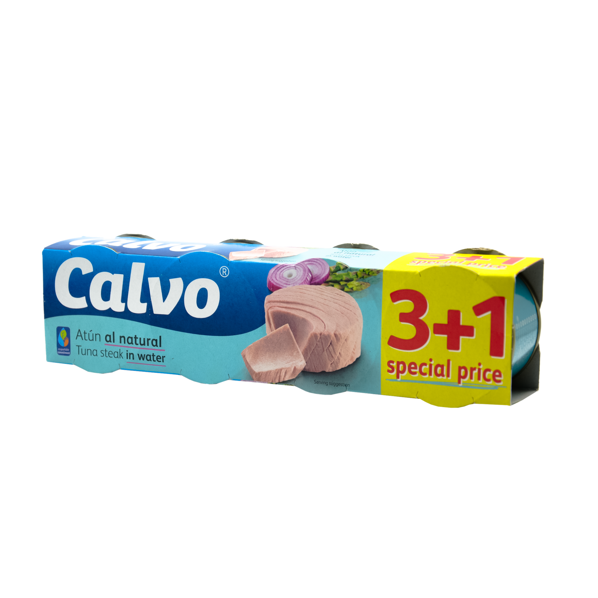 ATUN CALVO STEAK NATURAL ( PACK3+1 x 80GR ) x20pcs