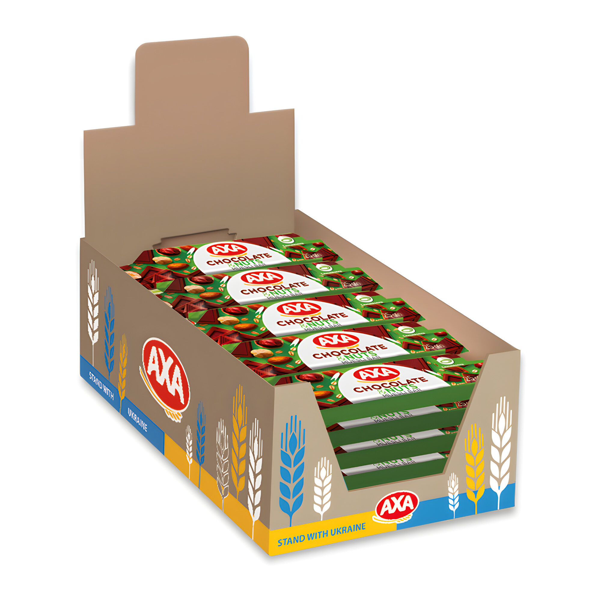 AXA CEREALES BAR WITH MILK CHOCOLATE & NUTS 25GR *24