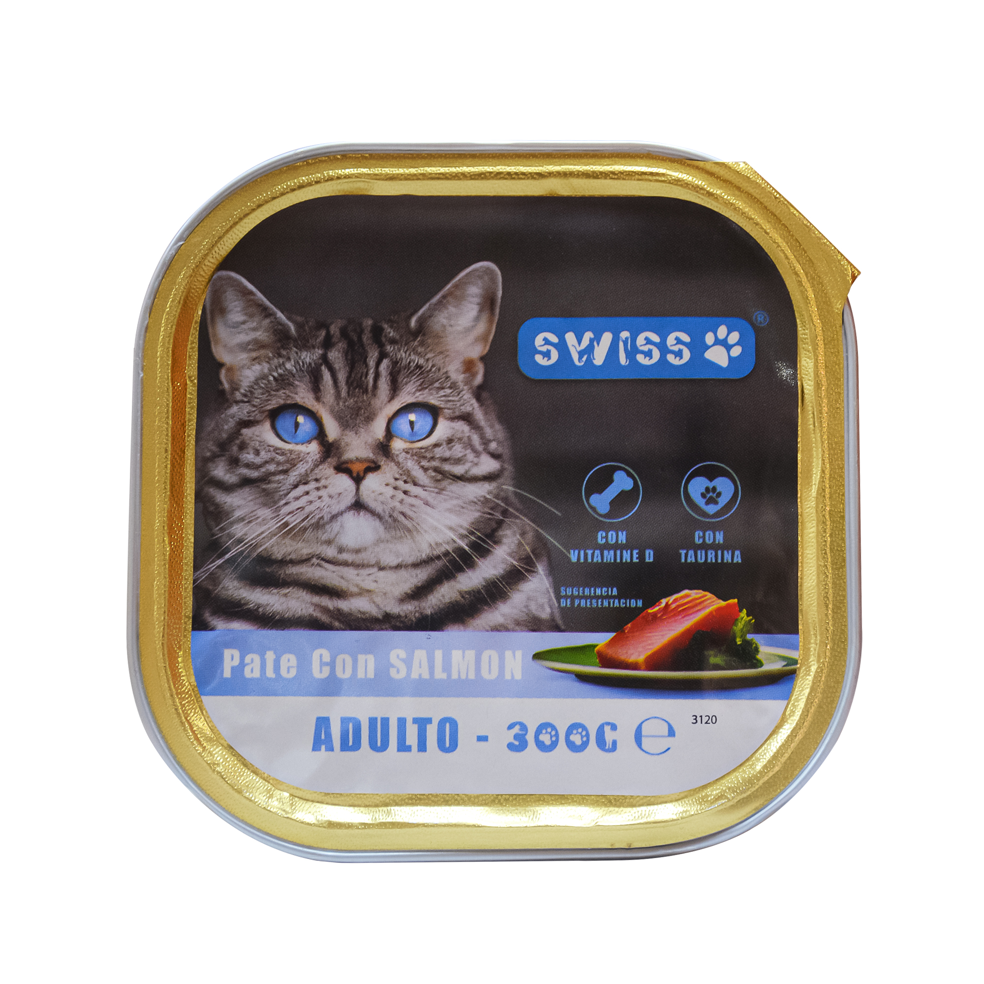 PATE PARA GATOS SWISS CON SALMON 300 GR * 18 UNIDADES