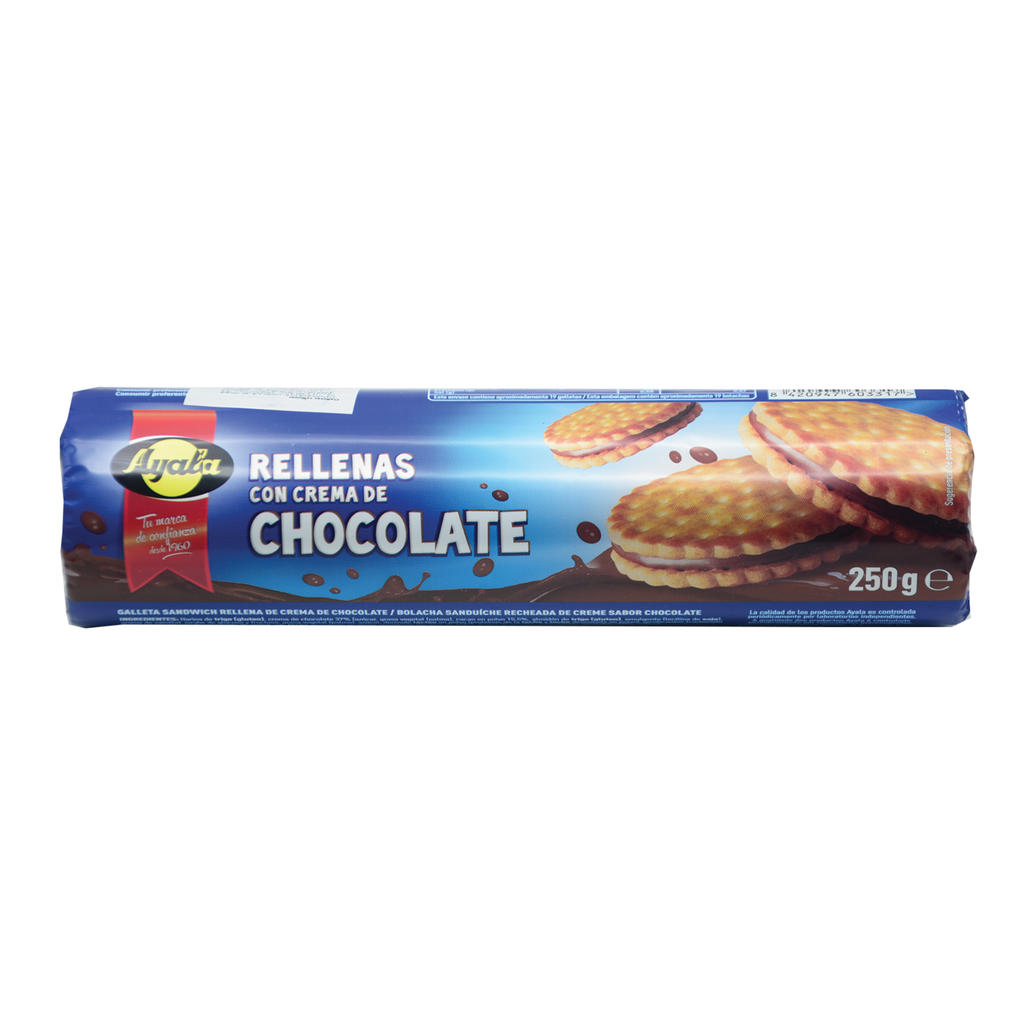 AYALA GALLETAS RELLENAS CHOCOLATE 250G*18