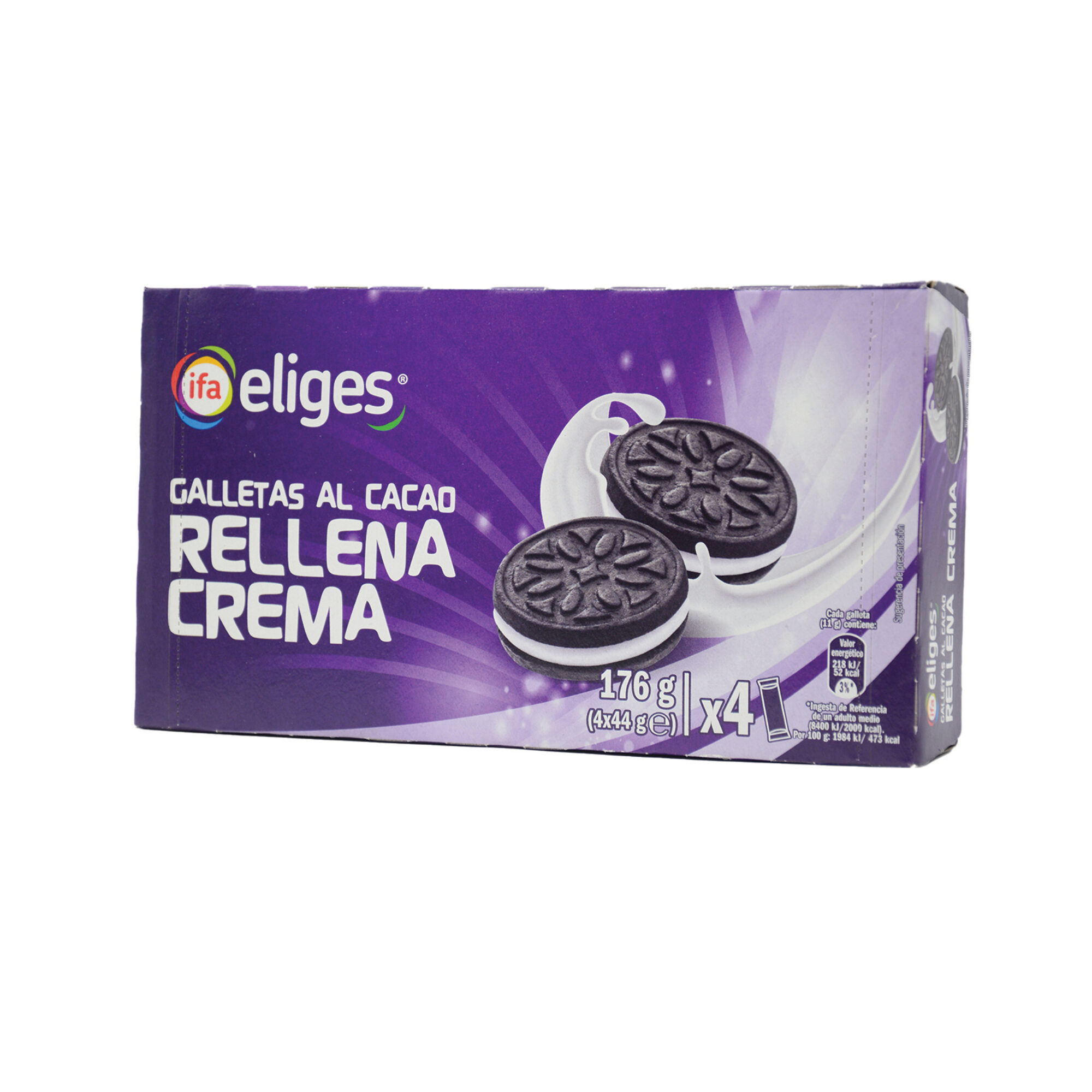 GALLETAS CACAO RELL CREMA IFA ELIGES (4*44g)*12