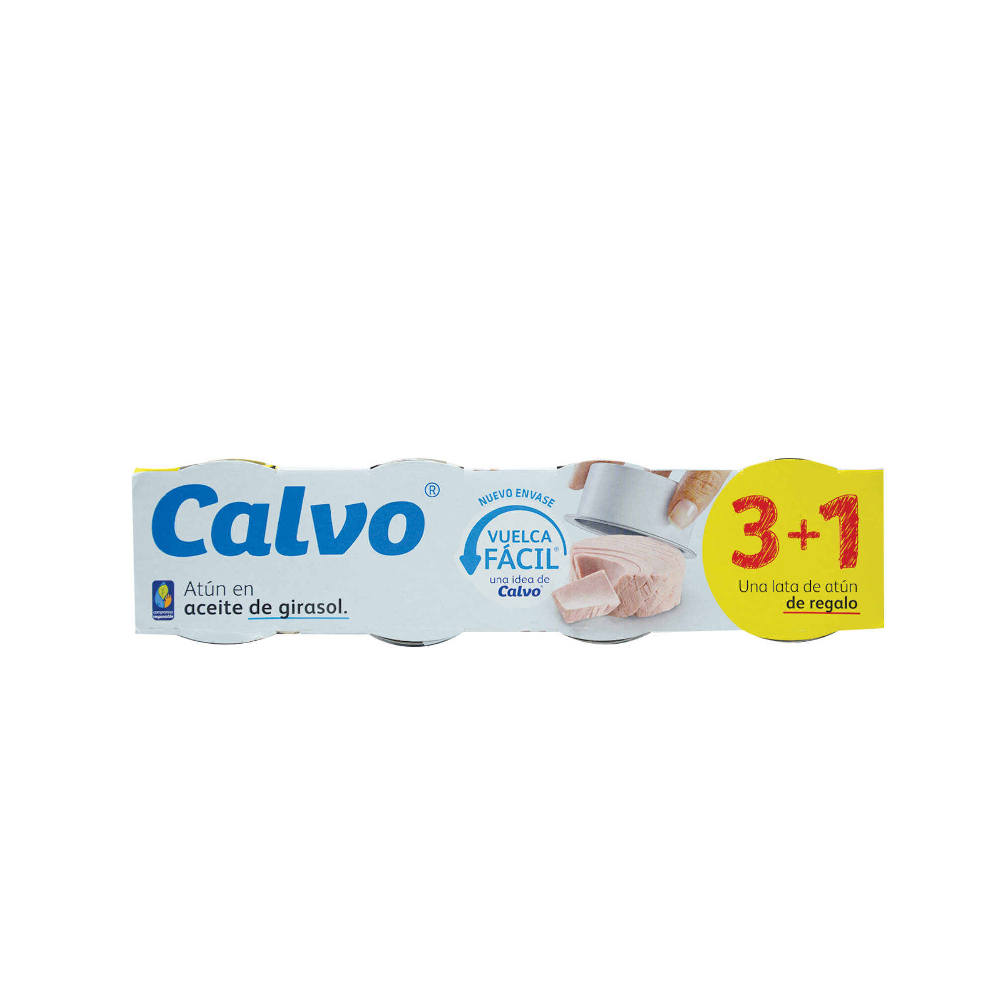 ATUN CALVO ACEITE DE GIRSOL PACK 3+1 VUELCA FACIL *24