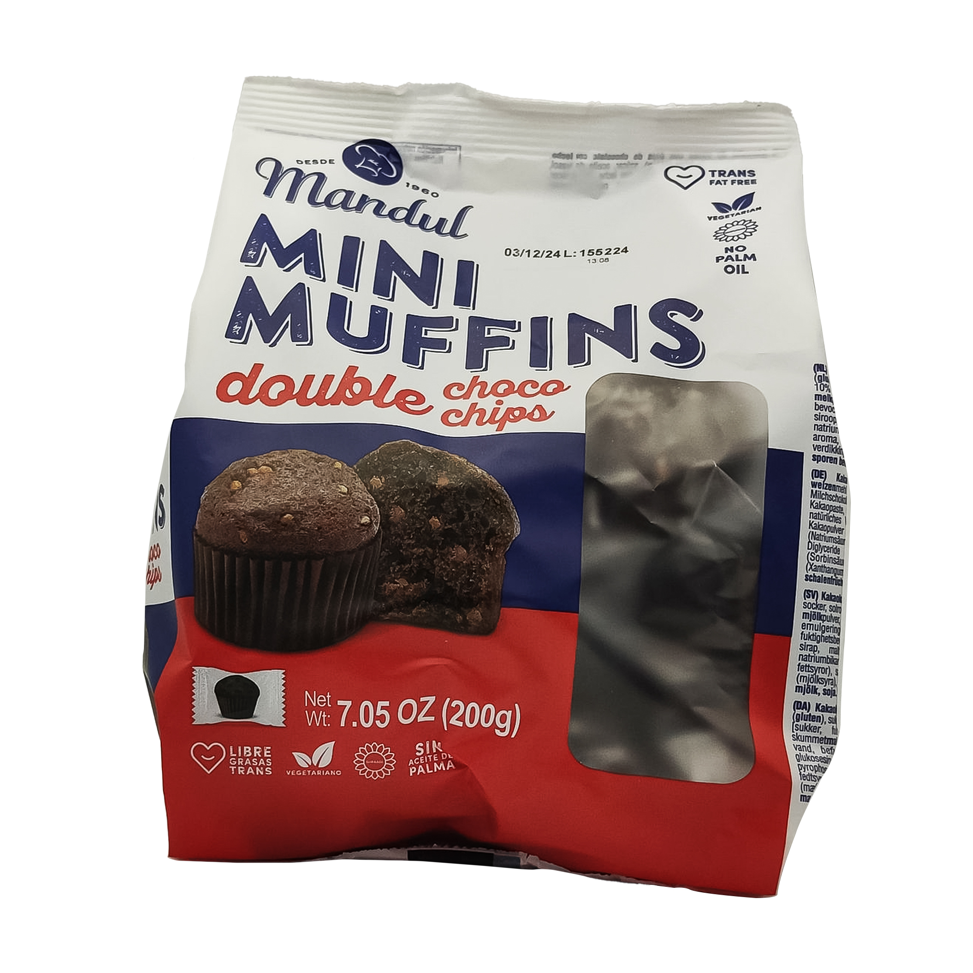 MANDUL MINI MUFFINS DOBLE CHOCOLATE CHIPS 200G*10